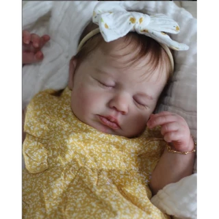 Reborn Vinil Loulou Renascido De 19 Polegadas De Corpo Inteiro Com Pêlo Enraizado Recém-Nascido Bebê 3D Pele Pintada Veias Visíveis Bebé Juguetes Renascidos