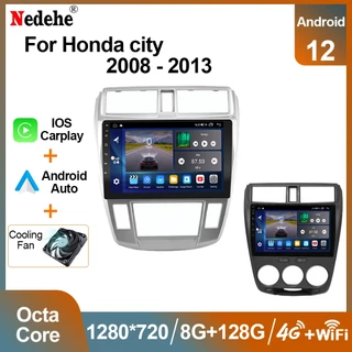 Rádio De Carro Android 12 Carplay Sem Fio Reprodutor De Vídeo Multimídia Para Honda City 2008 2009 2010-2013 Autoradio Navegação GPS Stereo 2 Din QLED Tela Wifi 4G