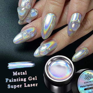 BORN PRETTY 5ml Gel De Pintura Metálico De Polimento Espumante De Unhas De Ouro Prata Desenho Espelho Glitter Nai