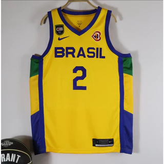 2023 Versão Prensada A Quente Copa Do Mundo De Camisas Da NBA Equipe Brasil # 2 Camisa De Basquetebol Yago
