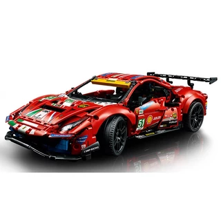 1677pcs 1: 10 Lego Ferrari 488GTE Compatível Lego Ferrari 488GTE Bloco de construção Carro esportivo F1 Porsche 911 Modelo Montagem Adulto Montagem Educacional Brinquedo Educacional Menino Aniversário