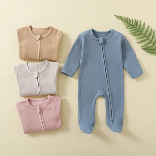 Macacão Para Bebês Meninos E Meninas , Pijama De Manga Comprida Com Zíper Recém-Nascido