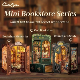CUTEBEE Mini BookHouse Series Book Nook DIY Dollhouse Miniatura Casa De Bonecas Modelo 3D Puzzle Livros Bookends