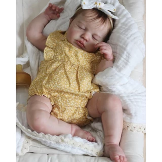 Reborn 48CM Bonecas Renascidas De Silicone LOULOU Bebê Adormecido Realista Com Cabelo Enraizado De Banho À Prova D