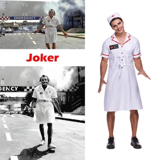 Homens Assustadores Fantasia De Enfermeira De Halloween Batman De Filme Adulto O Cavaleiro Das Trevas Heath Ledger Como Coringa Cosplay Palhaço Masculino Uniforme Para Festa De Carnaval
