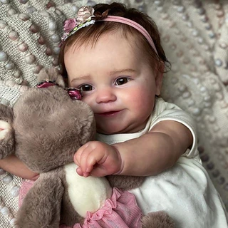 Reborn 48CM Bonecas Renascidas De Silicone Maddie Com Cabelo Enrolado Boneca Recém-Nascida 3D Pintada Tom De Pele Muitas Veias Detalhadas À Prova D