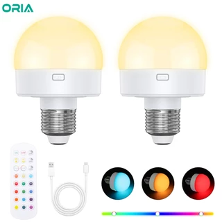 Lâmpadas Recarregáveis ORIA E26/E27 Removíveis Com Controle Remoto De 12 Cores RGB Para Quarto , Sala De Estar , Cozinha