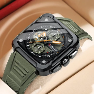 CURREN Relógio Masculino Nova Marca Original Cronógrafo Ponteiro Luminoso Correia De Silicone Moda Casual Negócios Esportivos Quartzo À Prova D'água 8461 X