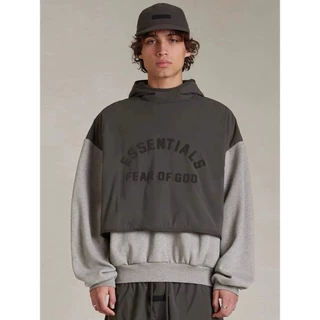 2024SS Inverno Novo FOG FEAR OF GOD Essencials Costura Dupla Fake Two Piece American Fashion Brand High Street Sweater Com Capuz Solto