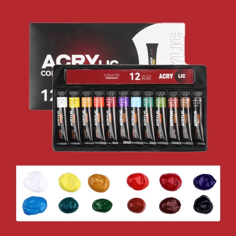 Tinta Acrílica Profissional Para Tela/Tecido 24/12 Cores Kit Pintura ...