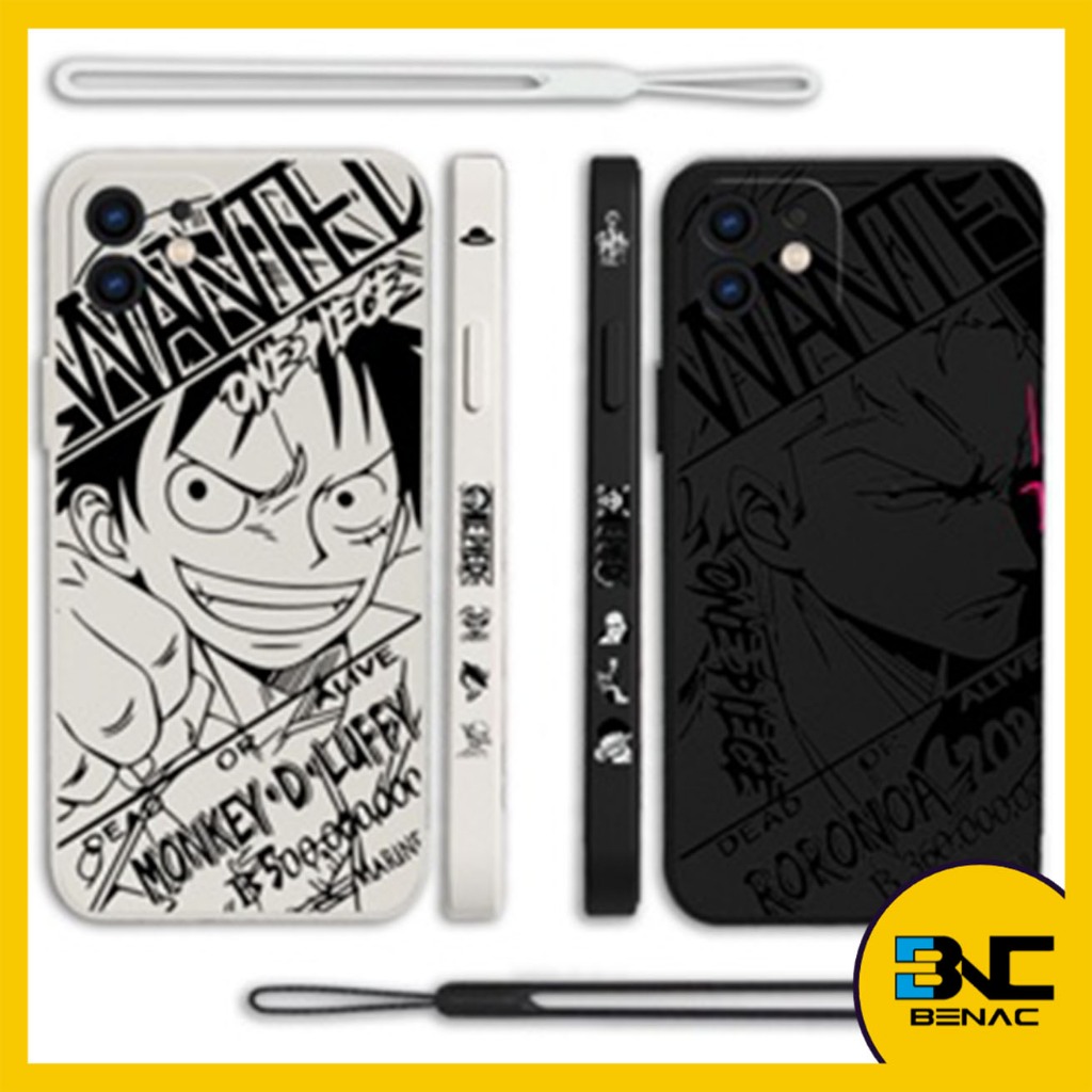 Capa De Silicone Macia Cartoon Anime One Piece Luffy Zoro Para iPhone 14 13 12 11 Pro Max