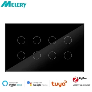 Interruptor De Parede Com Luz De Toque Zigbee Painel De Vidro 8/10 Repetidor De Gangues Tuya Smart Compatível Alexa Google Home