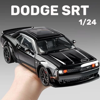 1 : 24 Balança Dodge Challanger SRT Alloy Car Modelo Diecast Carro De Liga Som Leve Coleção Amantes De Carros Kids Birthday Gift Metal Boys Toys