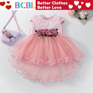 Vestido De Princesa Infantil Sem Manga Flor Com Tutu Para Bebê / Menina / 1 Ano