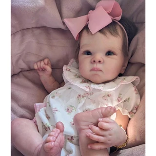Reborn 47CM Já Acabado Bebê Bonecas Renascidas Bettie Com Cabelo Enraizado Corpo Macio Realista Boneca Recém-Nascida Feita À Mão 3D Pintada Tom De Pele Artísticas