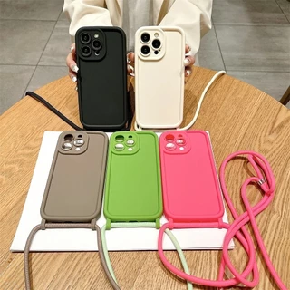 Capa protetora para telefone Lanyard Phone Adequada para iPhone 15 14 13 12 11 PLUS ProMax com corda Diagonal resistente a choques DZTA