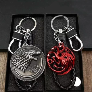 Clássico Chaveiro De Três Cabeças Dragão Cabeça De Lobo Crachá Couro Porta-Chaves De Filme Presentes Para Amigos