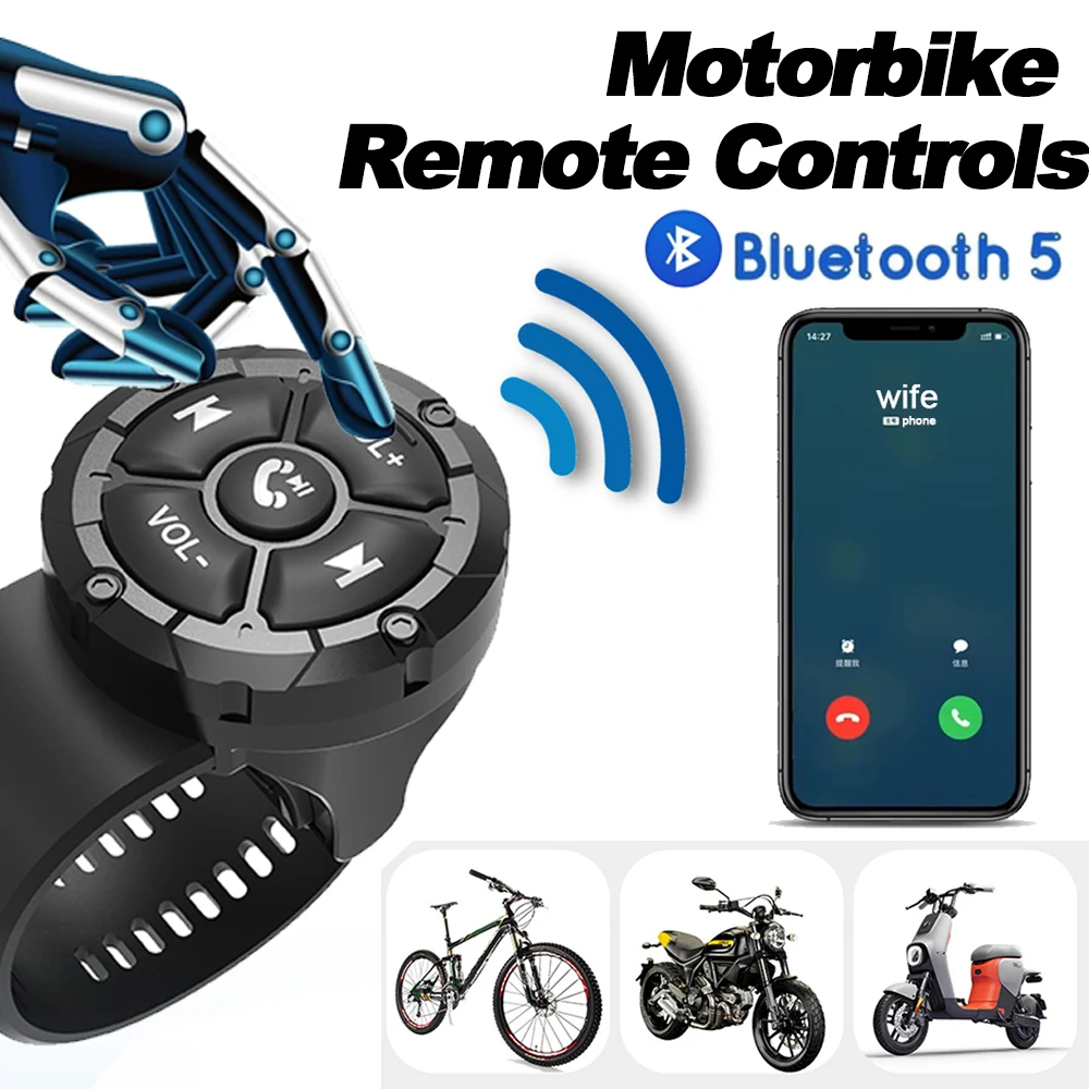 Capacete Remoto Sem Fio Bluetooth 5.3 Botão Fone De Ouvido Motocicleta/Bike Controle Do Volante