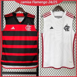 Camisa De Time 24/25 De Futebol Masculino Vermelha/Branco Colete Jersey(FLMG)