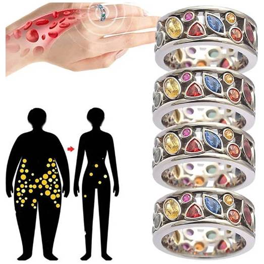 Anel De Terapia Magnética Feminina Ionix De Cristal De Quartzo Para Perda De Peso Jóias De Drenagem Linfática