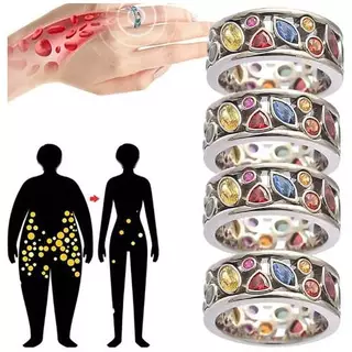 Anel De Terapia Magnética Feminina Ionix De Cristal De Quartzo Para Perda De Peso Jóias De Drenagem Linfática