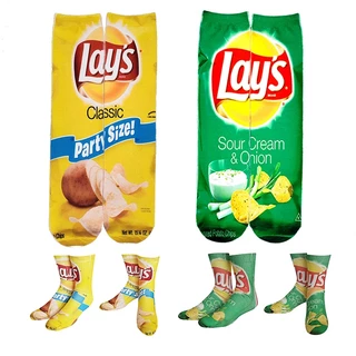 Batatas Fritas De Casal 3D Meias De Dupla Face Impressas Snacks Perna Média Tendência Rua
