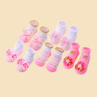 5 Pares/Conjunto Meia De Algodão Infantil meninas Meia Fofa Com Laço Flor Para Bebê Recém-Nascidos De 0-24 Meses