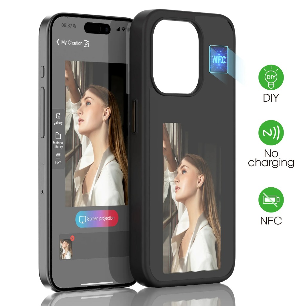 Capa Para Celular Com Tela Eletrônica Para IPhone 15 14 13 Pro Max Transmissão Screen Smartphone Caso