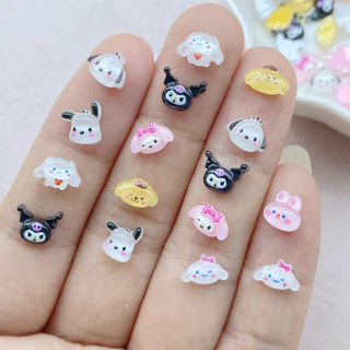 Escultura em Resina, Sanrio Cute Colorful Cartoon Skull Rice, Cachorro, Coelho Gema Artificial Decoração, Decoração de unhas, Livro de recortes, Artesanato de bricolage 50 Peças
