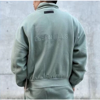 FOG ESSENTIALS American High Street Standing Collar Jacket Zipper Hoodie Casaco Casual Solto Para Homens