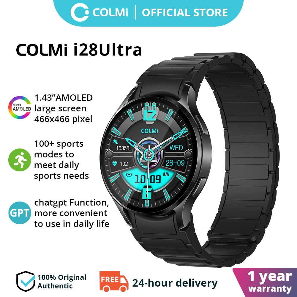 COLMi i28ultra Smartwatch Relógio Inteligente bluetooth Chamada Homens Mulheres De 1,43 Polegadas Tela AMOLED Oração Muçulmana Pressão Arterial , Freqüência Cardíaca , Monitoramento Da Saúde Do Sono