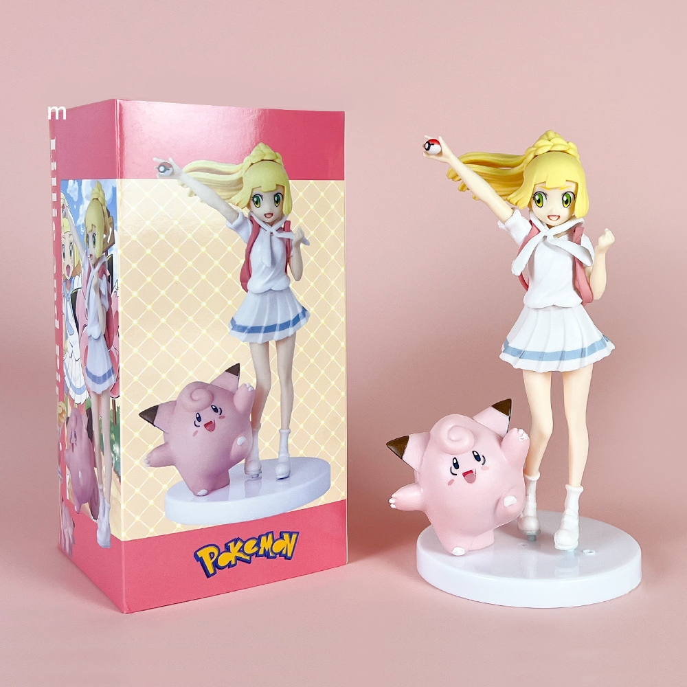 19cm Japão Anime Pokémon Trainer Lillie Clefairy Pocket Monster Q