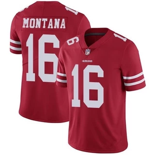 Camiseta Masculina San Francisco 49ers Joe Montana Regata 2023-24 Vermelho Limitada Camisa De Futebol Americano Jersey