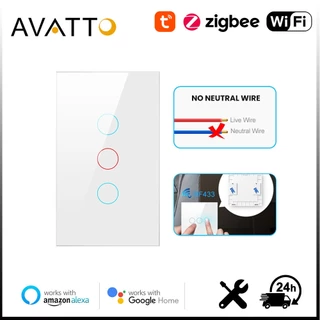 Interruptor De Luz Inteligente AVATTO Tuya Zigbee/WiFi Sem Fio Neutro 110V/220V Toque De Parede 1/2/3 Gangue Trabalhar Com Alexa Google Home voz controla a luz,liberta sua mão