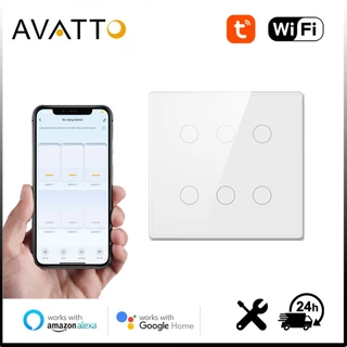 AVATTO Tuya WiFi smart switch painel de controle doméstico inteligente sem fio alexa voice glass touch switch