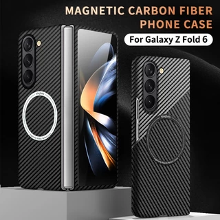 Caixa Para Samsung Galaxy Z FOLD 6 5 4 3 2 FOLD6 FOLD5 FOLD4 FOLD3 Telefone Fibra De Carbono Ultra-Fina Magnética De Proteção Total Tampa Traseira