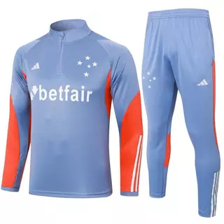 2024-25 Cru Roxo Meio Zíper Traje De Treino De Futebol Masculino Jersey + Calças Conjunto Manga Longa Roupa Esportiva Poliéster Size : S-2XL