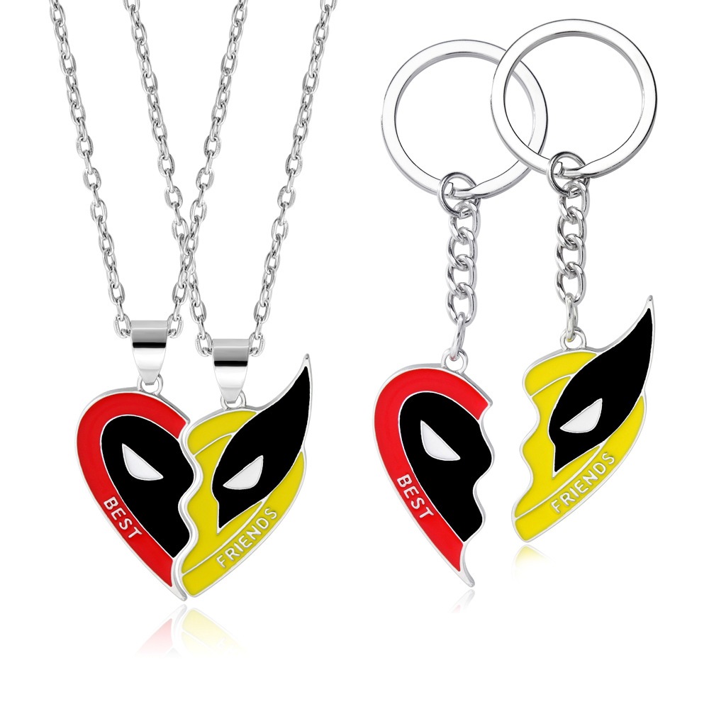 2Pcs Deadpool And Wolverine Necklace Casal Melhor Amigo Pingente Acessórios De Presente