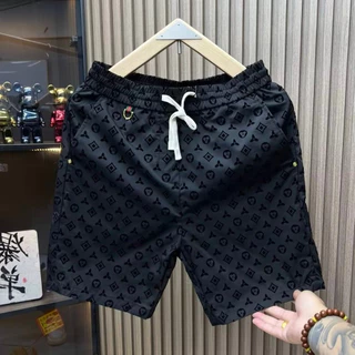 Shorts Homens Flocking Versão Tridimensional Coreana Curtas Homens Flocking Versão Tridimensional Coreana Moda Praia Masculina Cinco Pontos Shorts