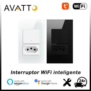AVATTO Tuya Voice Control Smart Switch Brazilian Regulation WiFi Wall Timer Touch Light Switch + Socket