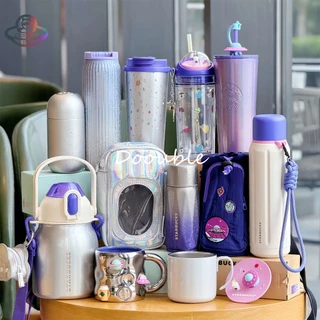 Starbucks China 2024 Summer Night Starry Sky Collection Planet Bear Store Manager UFO Copo De Aço Inoxidável Plástico Caneca De Palha