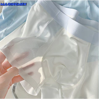 【MAOINGMEN】Kit 3 Cueca Boxer Masculino Modal High-Stretch Breathable Ice Silk Cool Boxer De Malha