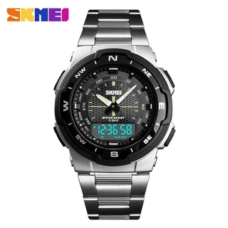 SKMEI 1370 Relógio Esportivo Masculino Impermeável Digital Relógio De Quartzo De Aço Inoxidável