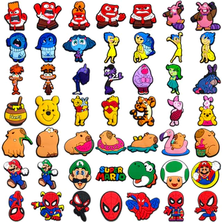 Jibbit Para Croc Shoe Charms Cartoon Animais De Desenho Animado Decorações 50 Acessórios Em PVC Com Botão