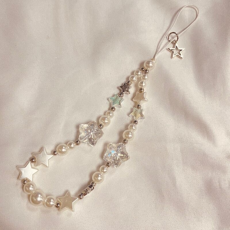 Y2K Silver Star Phone Chain Corrente De Pulseira De Encanto Curto