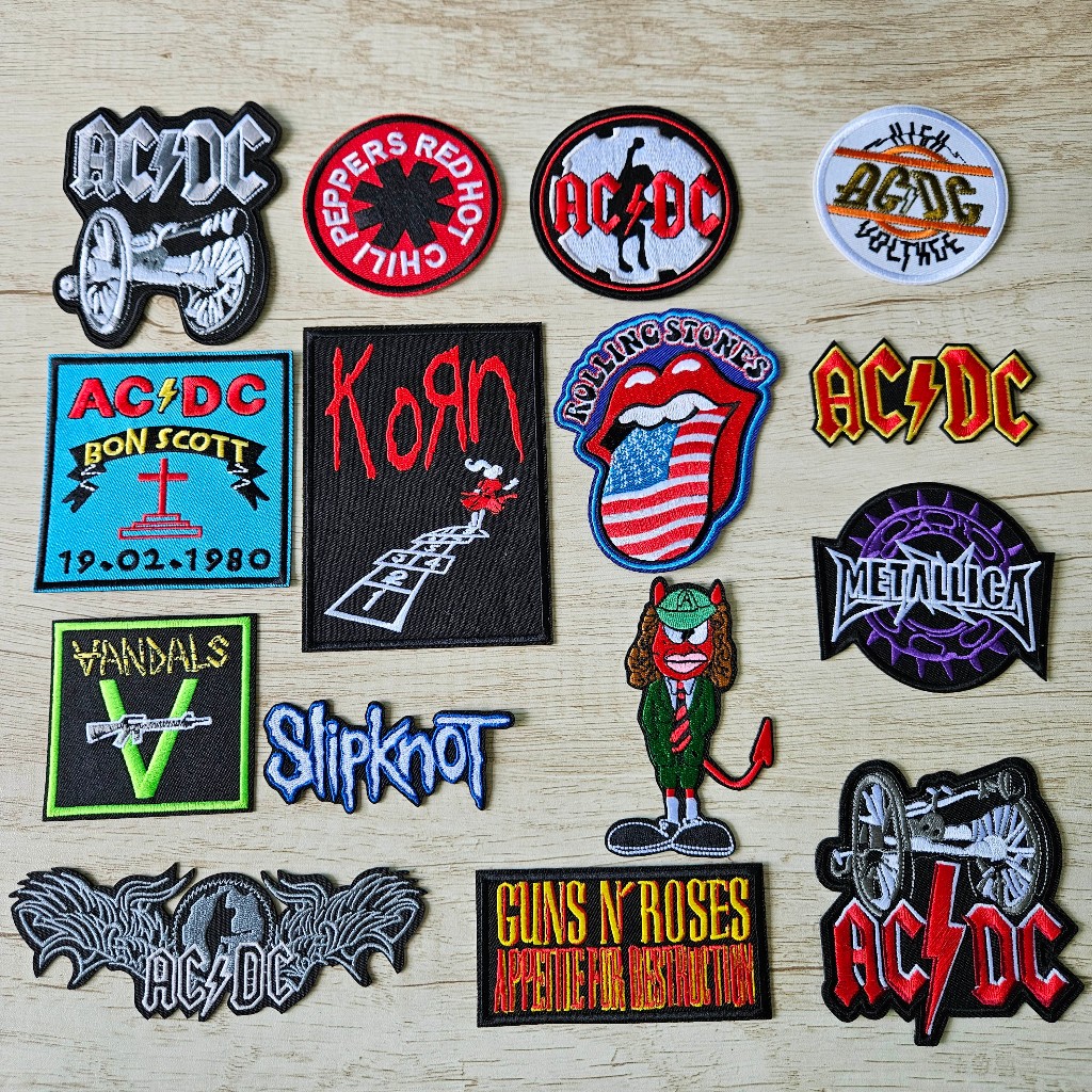 Personalizar Logotipo Marca Remendo Bordado Rock N Roll Ferro-on Punk Música Banda Remendos Adesivo Hiphop DIY Costurar Em Roupas Chapéus Emblemas