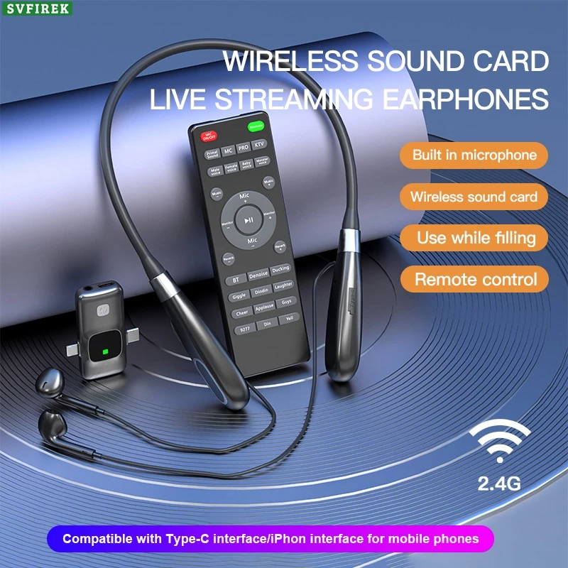 Fone De Ouvido Sem Fio Com Transmissão Ao Vivo Fones Bluetooth Placa De Som De Máquina Multifuncional Para Pescoço K Son