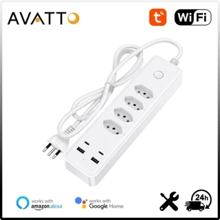 AVATTO Tuya WiFi Smart Power Strip , Brasil Standard 4 Saídas 4USB Saída De Portas , Trabalho De Controle De Voz Remoto Com Alexa Google home