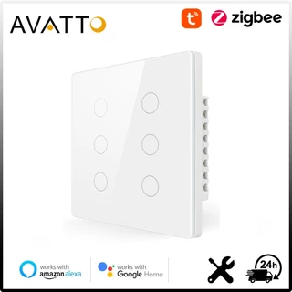 Interruptor de luz inteligente Interruptor de luz ZigBee 4x4 Brasil 4/6 Gang 2 Way RF Control Interruptor de toque Funciona com Alexa, Google Home