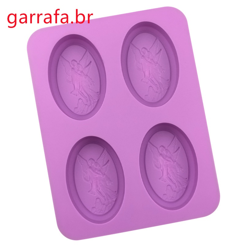 Molde de Silicone para Bolo - 4 Casais de Anjos, Sabão Frio Feito à Mão